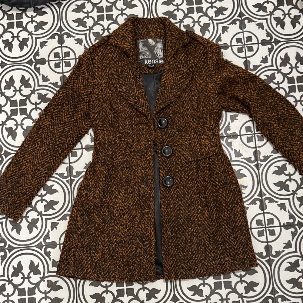 Kensie Women's Dark Brown Tweed Blazer